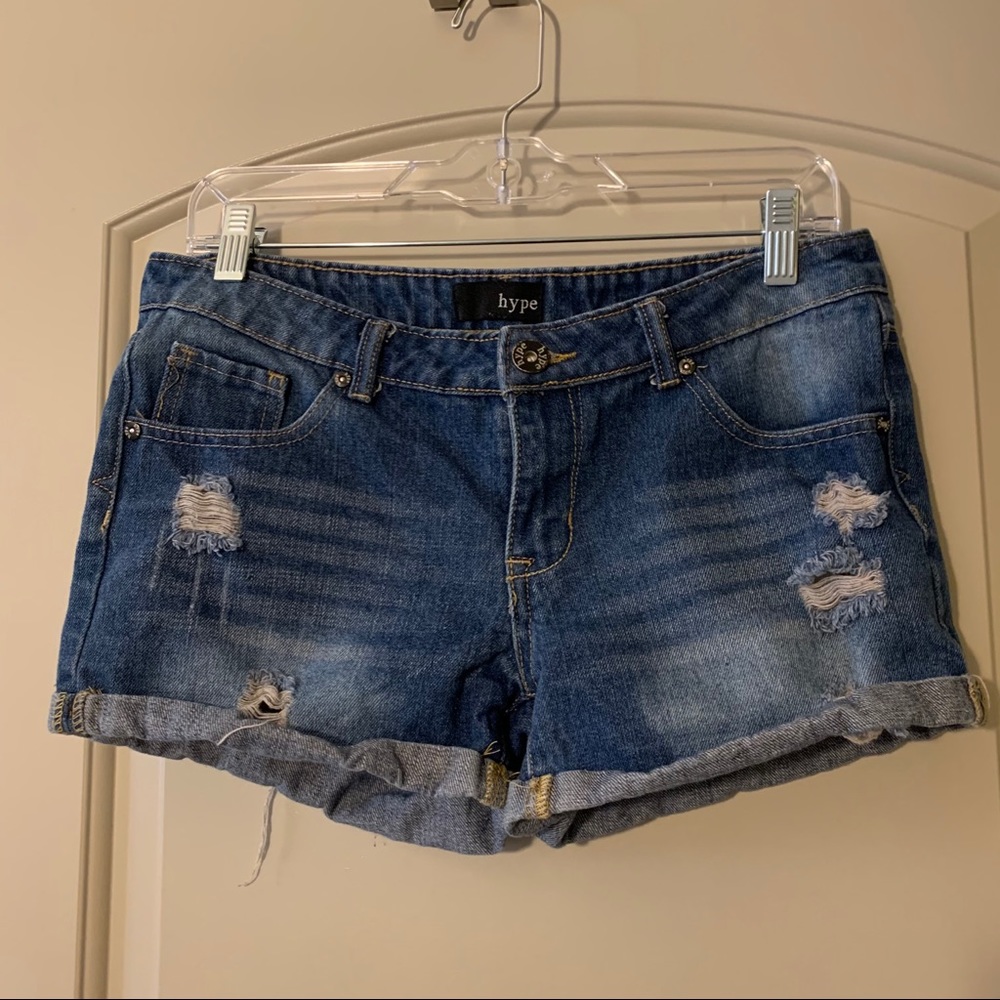 Hype Distressed Regular Wash Jean Shorts 3